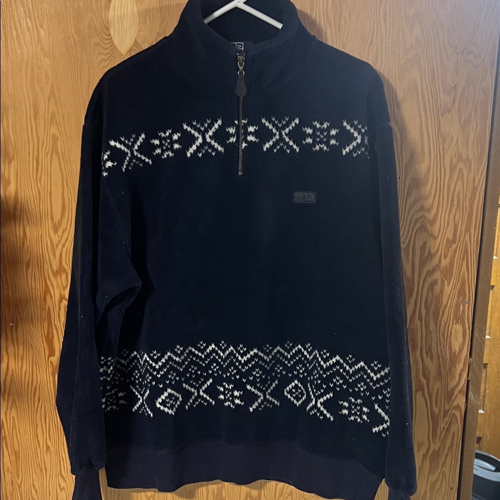Ralph Lauren Polo Navy and White Half Zip-Up pull over sweatshirt